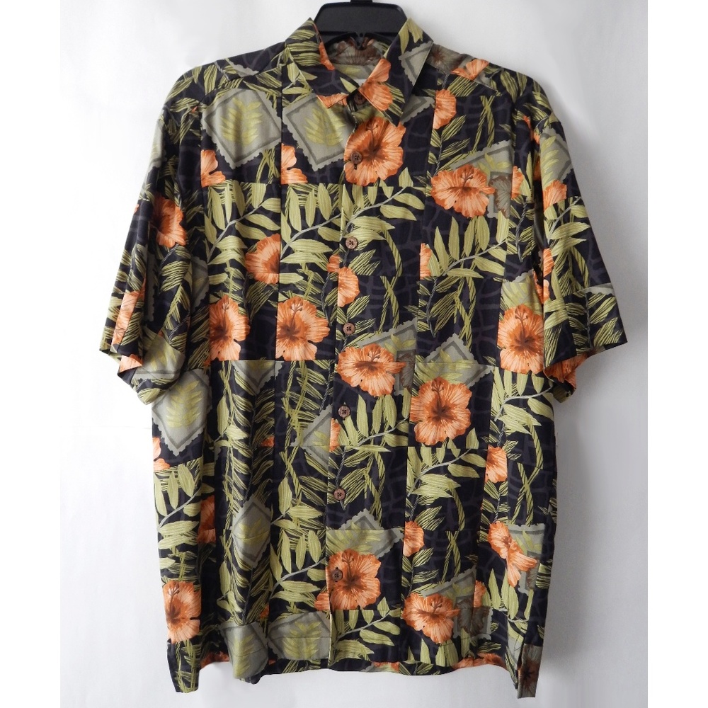 Orvis 100% Silk Patchwork Hawaiian Shirt